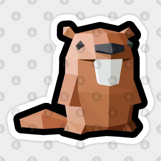 Cute Beaver Polygon With Big Teeth Sticker by TeesHood